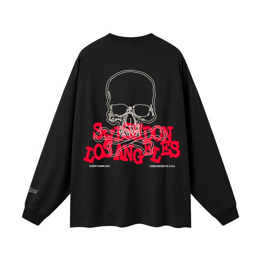 skull oversized long sleeve tee