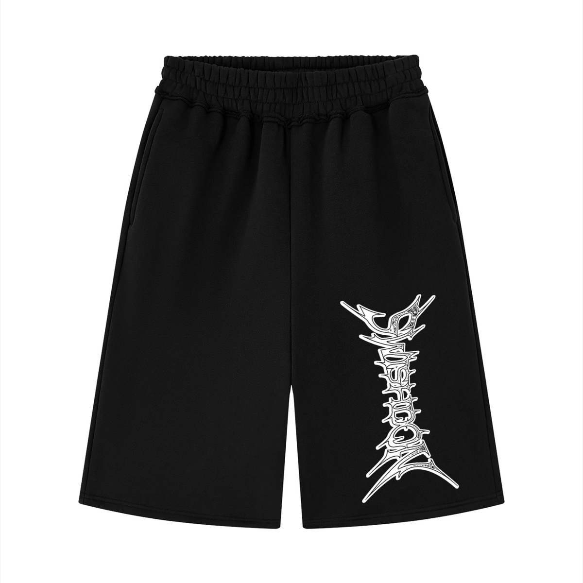 raw edge fleece shorts