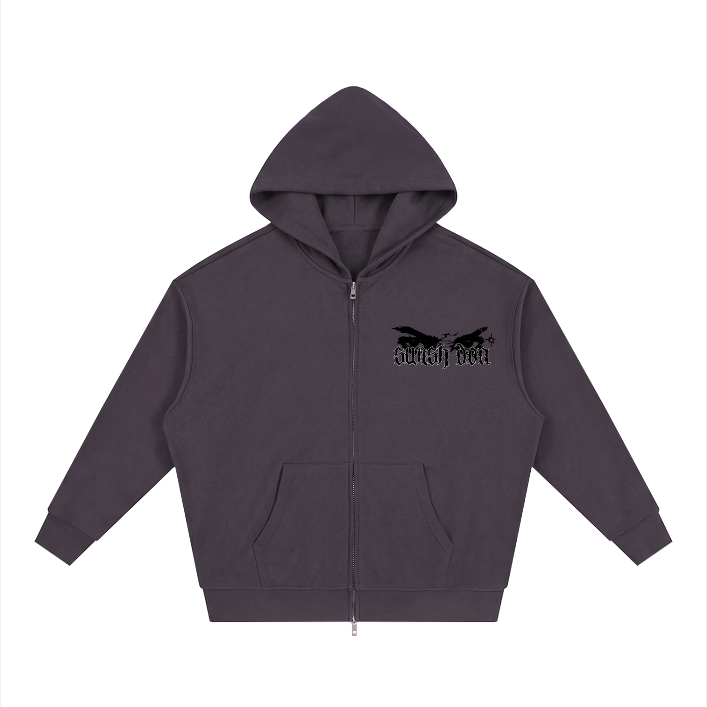 eyes loose solid full zip