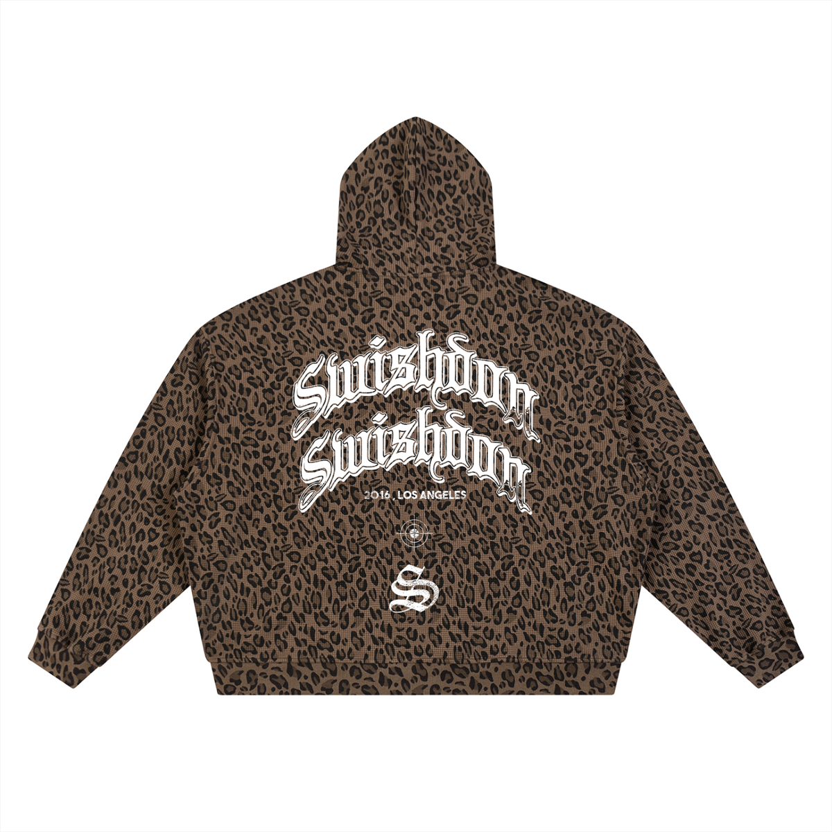 la leopard print waffle full zip hoodie