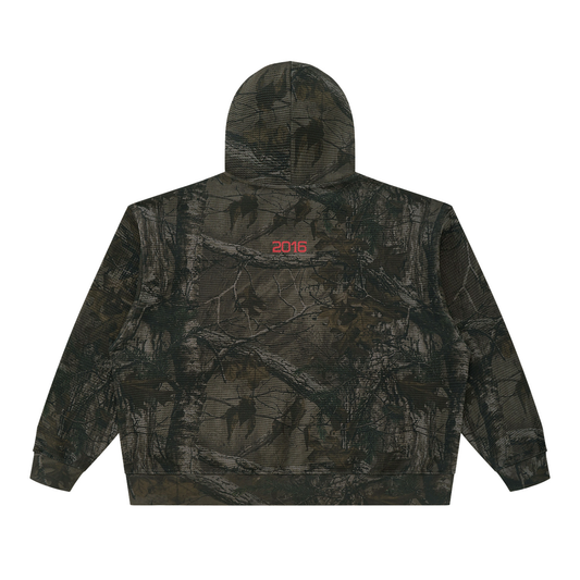 est waffle tree camo boxy hoodie