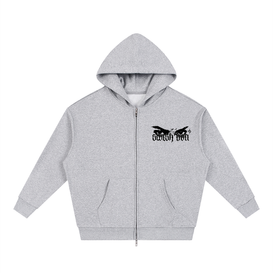eyes loose solid full zip